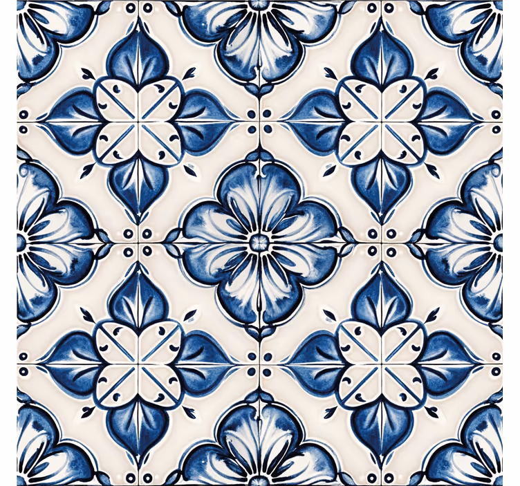 Tapet gresie model floral albastru - TenStickers