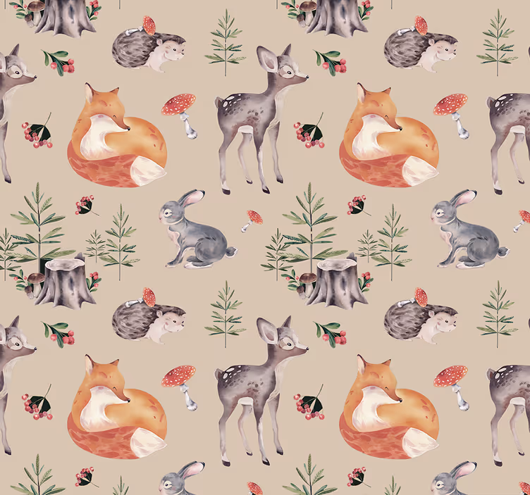 Animale tapet model de pădure pentru copii - TenStickers