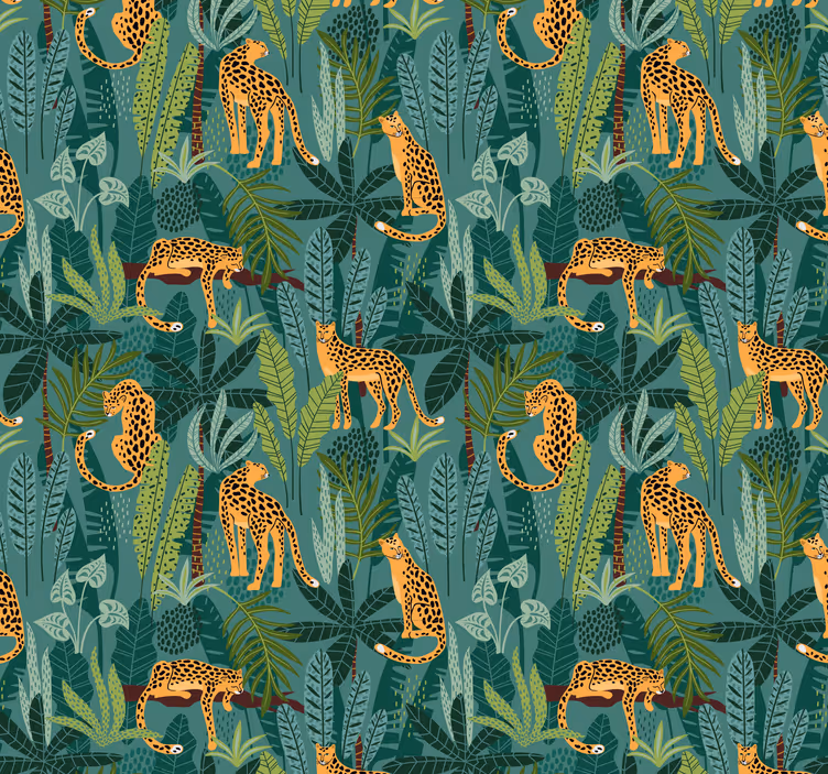 3 leopard în tapetul junglei - TenStickers