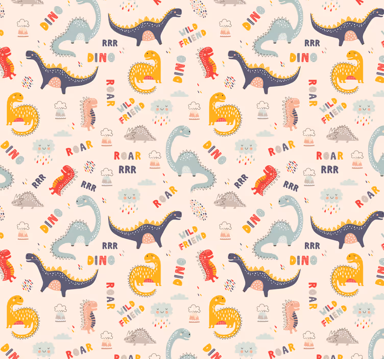 Dinozauri colorati cu imagini de fundal pentru copii - TenStickers