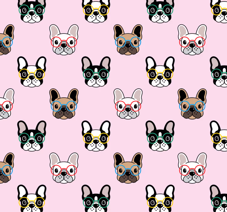 Buldog francez cu ochelari tapet dormitor - TenStickers