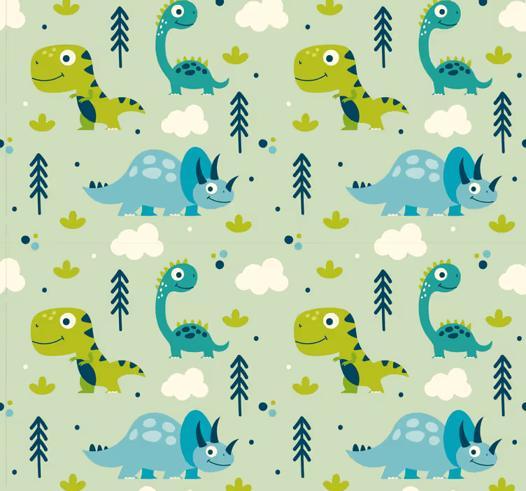 Tapet de fundal verde dinozaur pepinieră - TenStickers