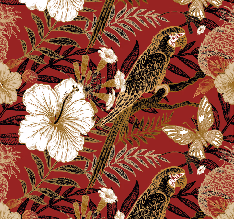 Tapet floral elegant roșu - TenStickers