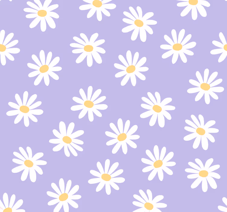 Flori albe simple pe tapetul lila - TenStickers