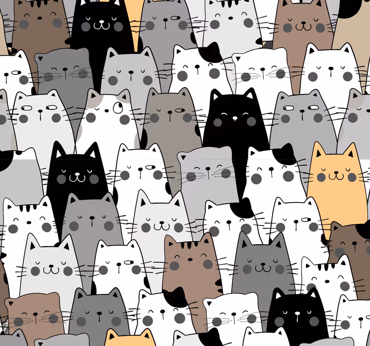 Pisici de desene animate colorate model tapet modern - TenStickers