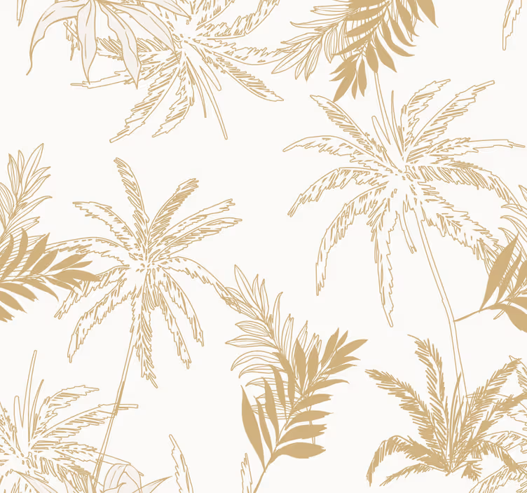 Tapet camera de zi frunze tropicale aurii - TenStickers