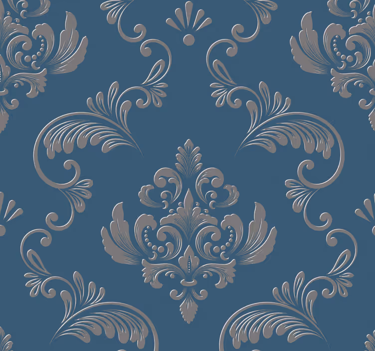 Tapet rustic cu design baroc albastru și auriu - TenStickers