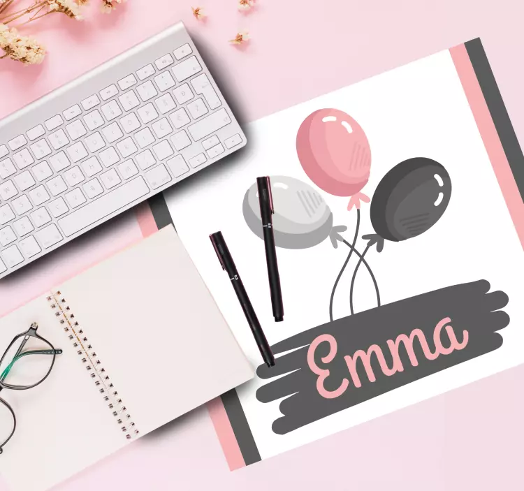 Baloane roz și gri personalizate saltea mouse-ul - TenStickers