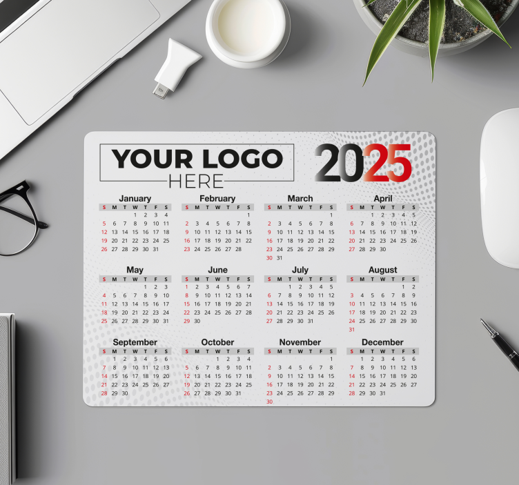 Mouse pad cu nume calendar 2025 cu logo - TenStickers