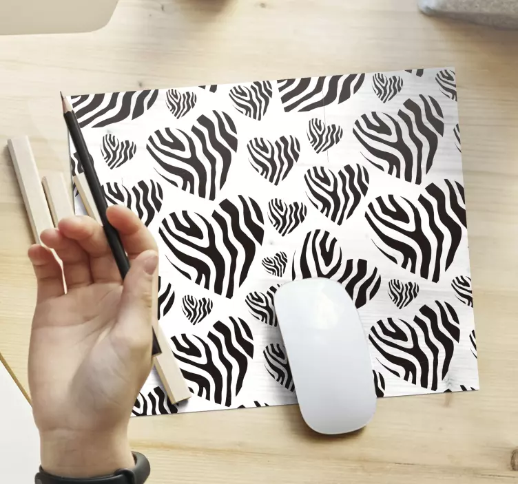 Mouse pad de modele și texturi motivul inimii de zebră - TenStickers