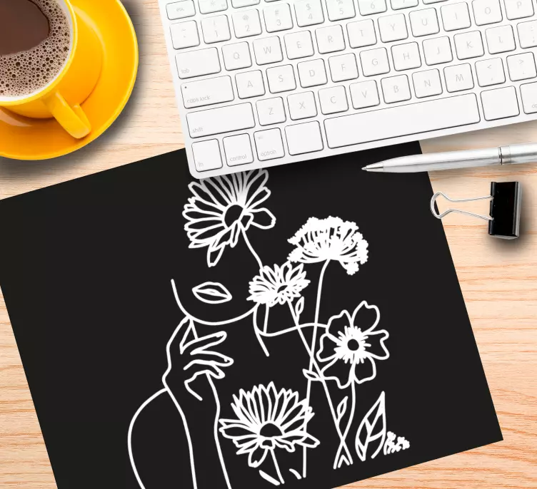 Mouse pad original arta siluetei florale - TenStickers