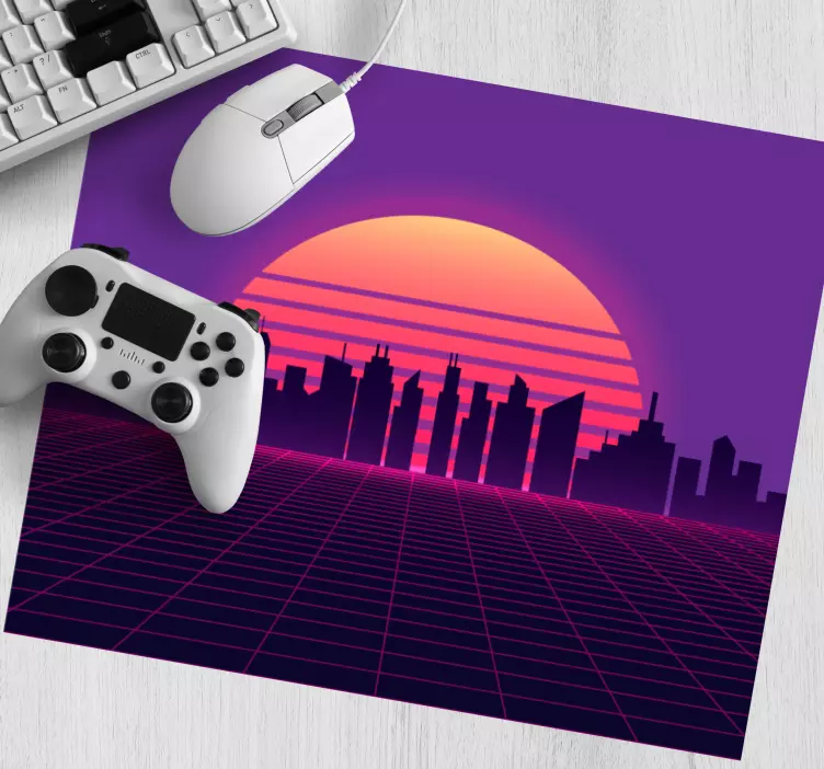 Mouse pad pentru gaming peisaj urban neon apus de soare - TenStickers