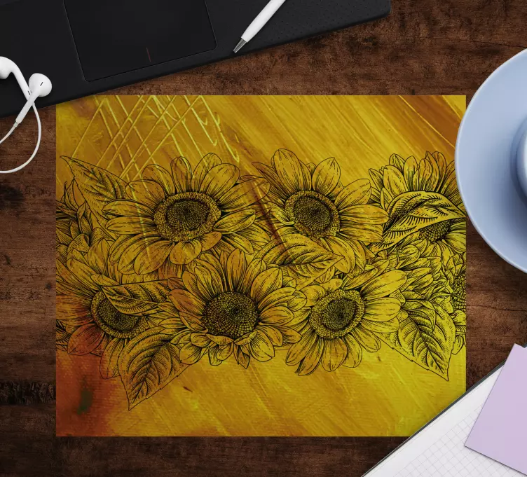 Mouse pad original de floarea-soarelui vintage - TenStickers