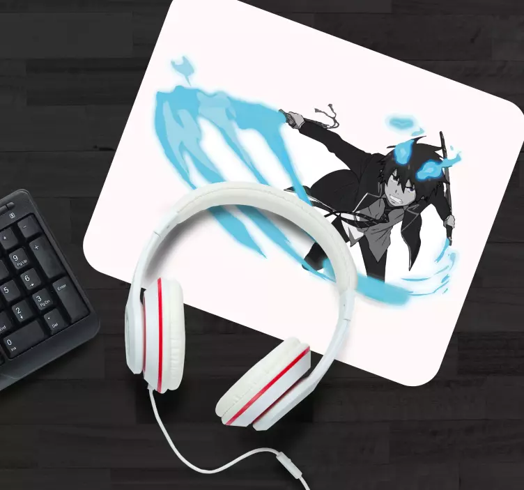 Personaj manga îmbrăcat în mousepad negru anime - TenStickers