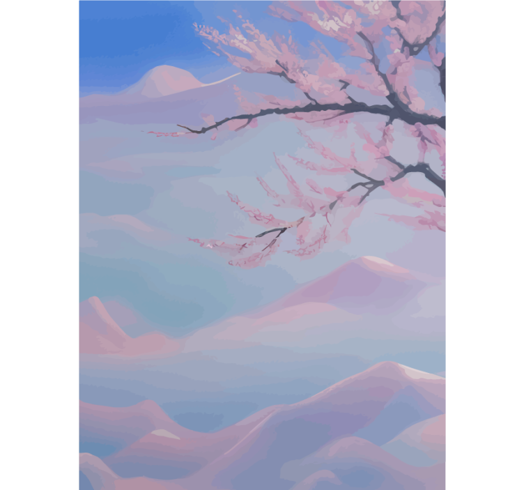 Rulou geam baie ramură flori de cireș zen - TenStickers