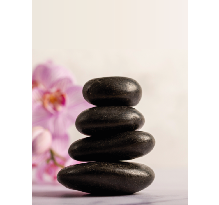 Rulou geam baie bambus zen și orhidee roz - TenStickers