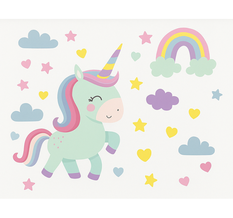 Rulou geam pentru copii design colorat de unicorn - TenStickers