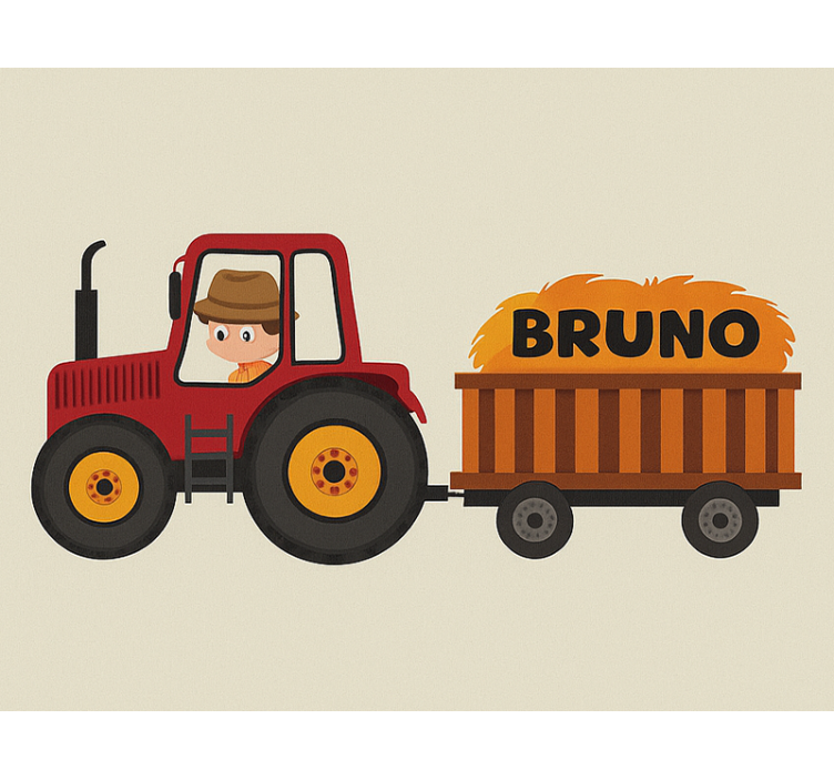 Rulou geam pentru copii design de tractor cu nume - TenStickers