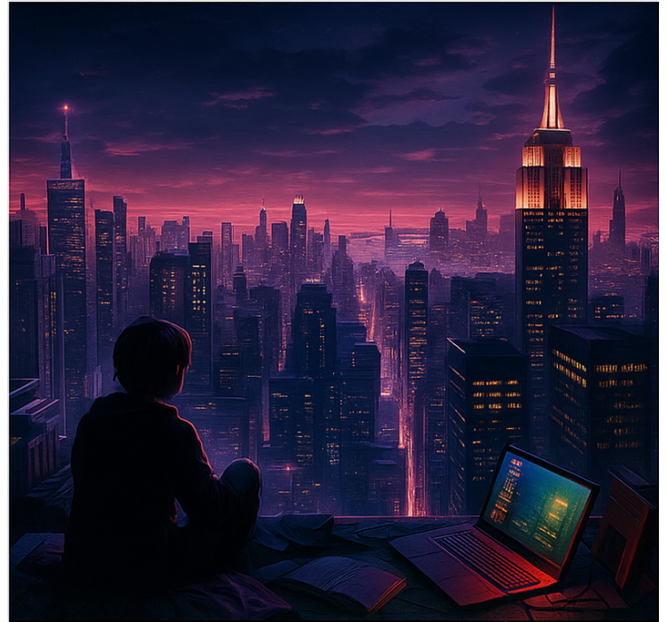 Jaluzele cu rolete Geek vedere futurist a unui jucător de cer - TenStickers