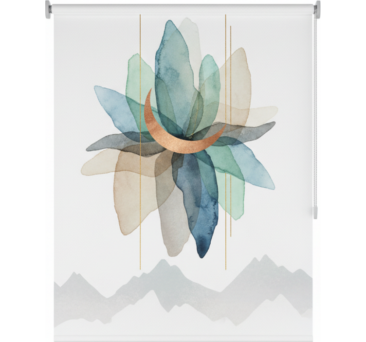 Rulou geam nordic peisaj montan abstract colorat - TenStickers