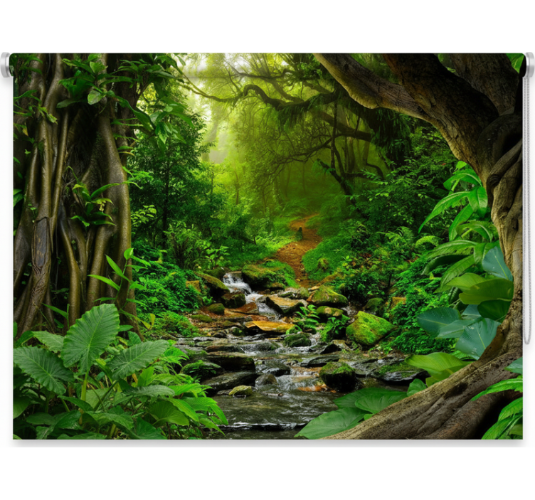 Rulou geam copaci oază de pădure tropicală - TenStickers