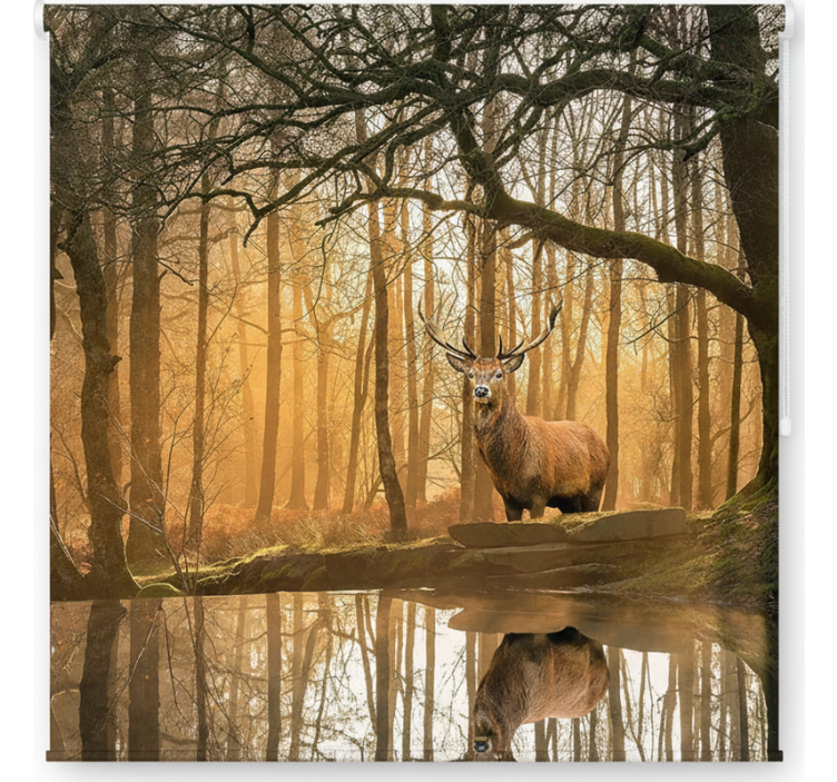 Rulou geam copaci lacul cerbului de aur - TenStickers