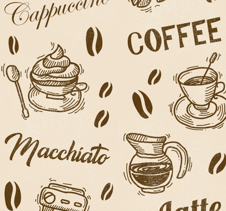 Rulou geam bucătărie design cu varietăți de cafea - TenStickers