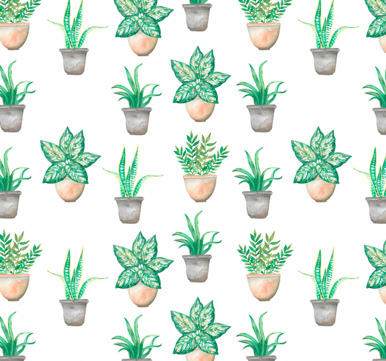 Rulou geam bucătărie model cu plante în ghiveci - TenStickers