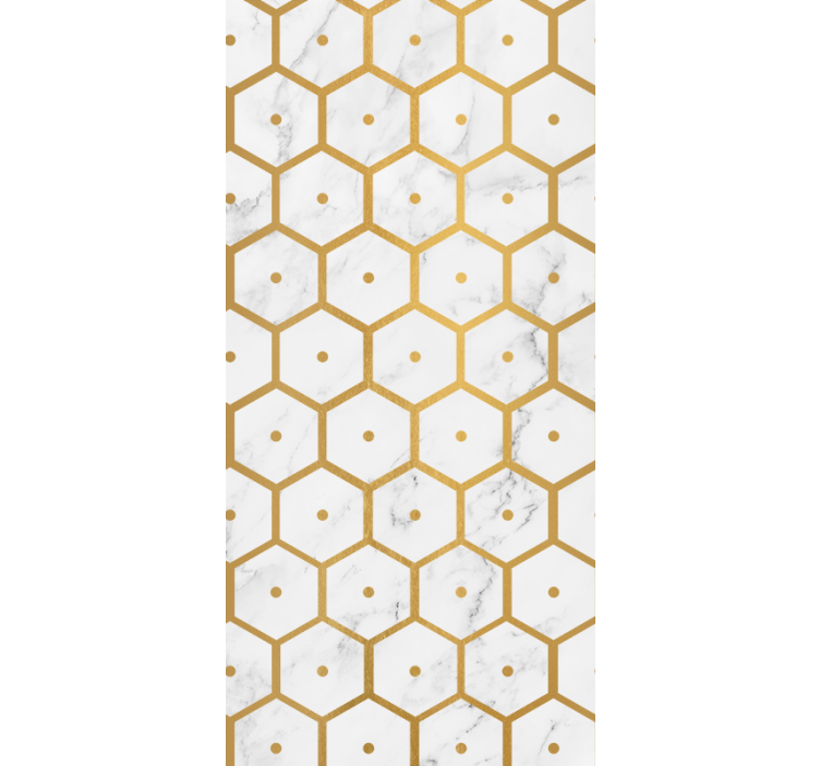 Rulou geam bucătărie model marmură aurie hexagonală - TenStickers
