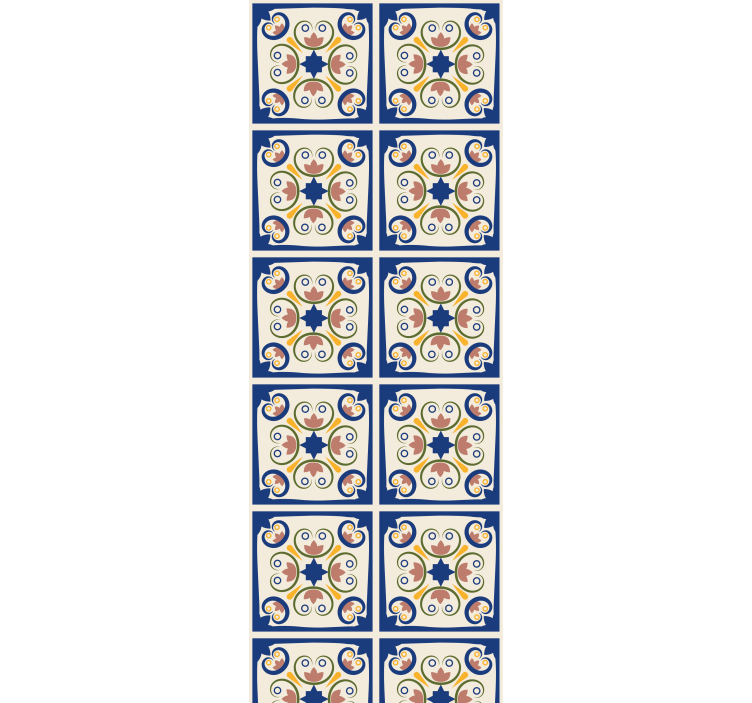 Rulou geam bucătărie cu flori roz pe faianță portugheză - TenStickers