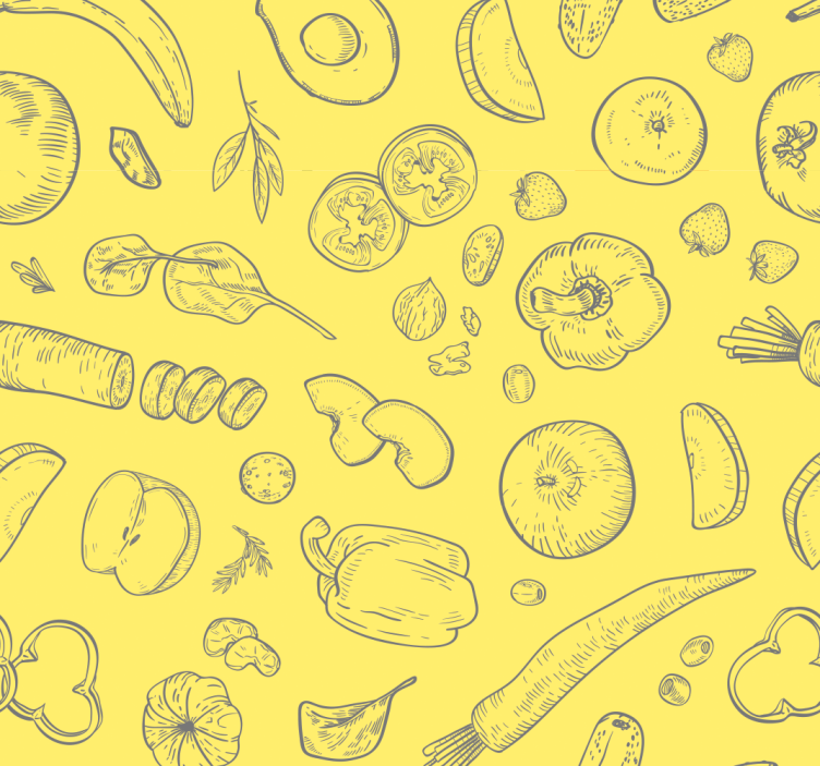 Rulou geam bucătărie set de fructe și legume colorate - TenStickers