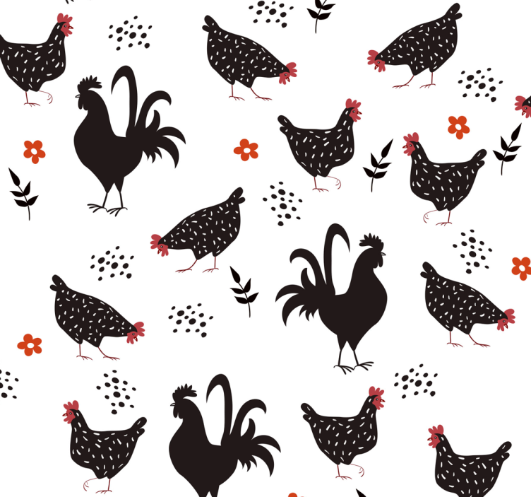 Rulou geam bucătărie cocoș negru și alb - TenStickers