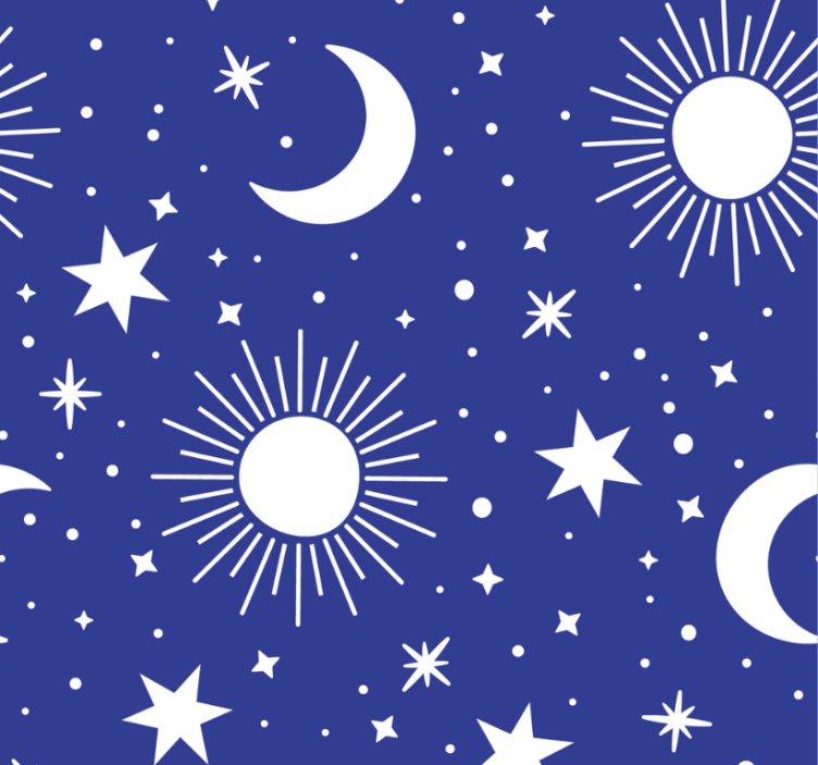 Rulou geam tineret stele și luni pe fundal albastru - TenStickers