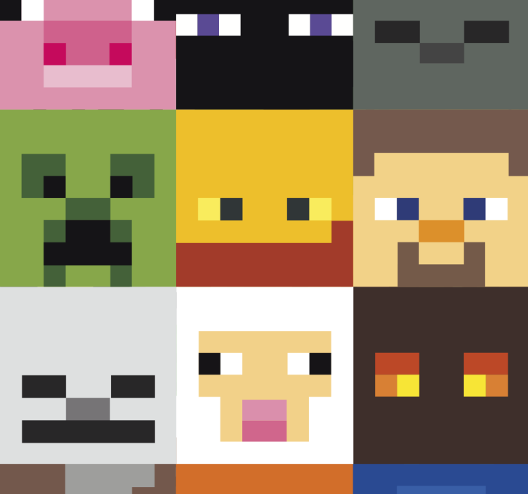 Rulou geam tineret fețe pixelate de gaming - TenStickers