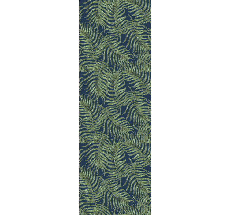 Rulou geam modern cu frunze tropicale pe fundal închis - TenStickers