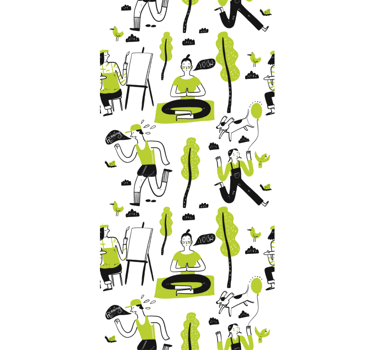 Rulou geam modern set de desene pentru stil de viață sănătos - TenStickers