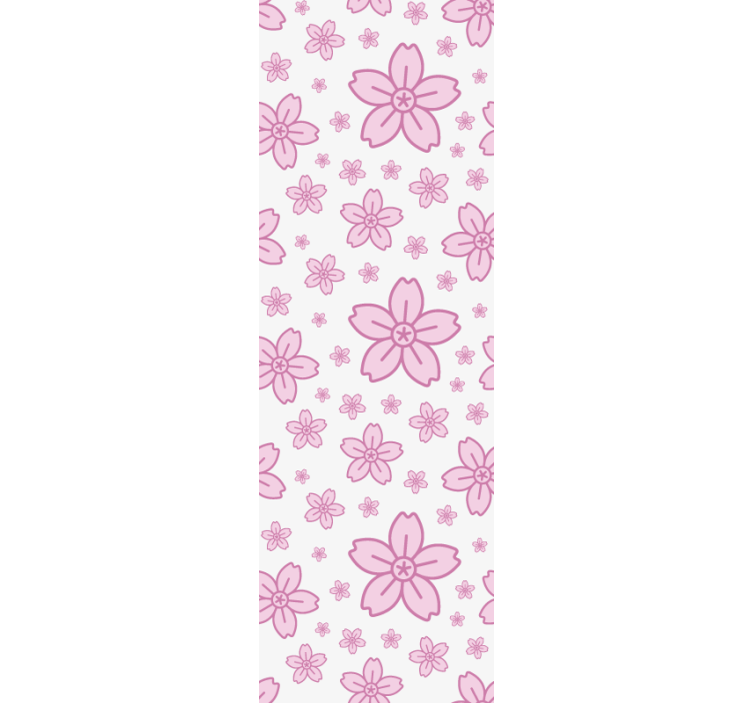 Rulou geam modern flori mici roz pe fundal alb - TenStickers