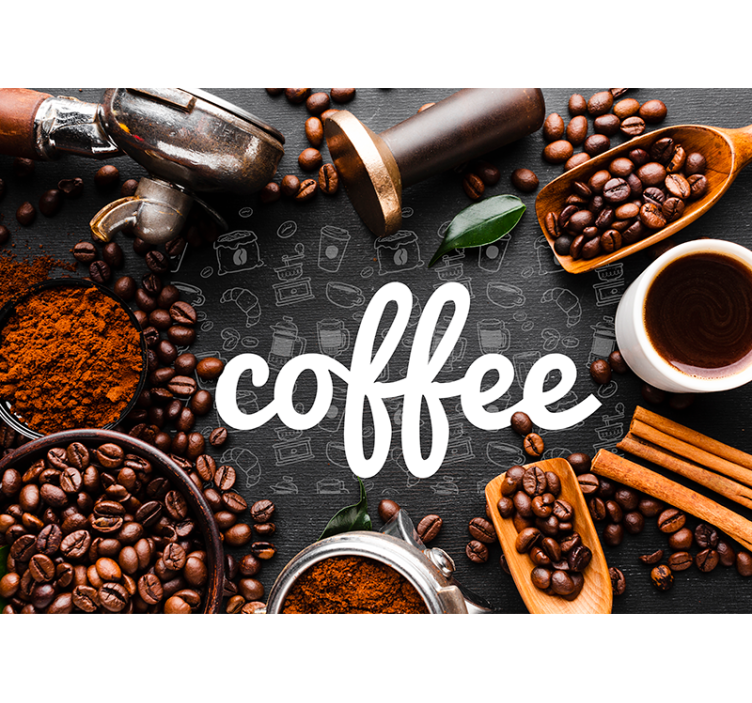 Rulou geam bucătărie ingrediente și ustensile cafea - TenStickers