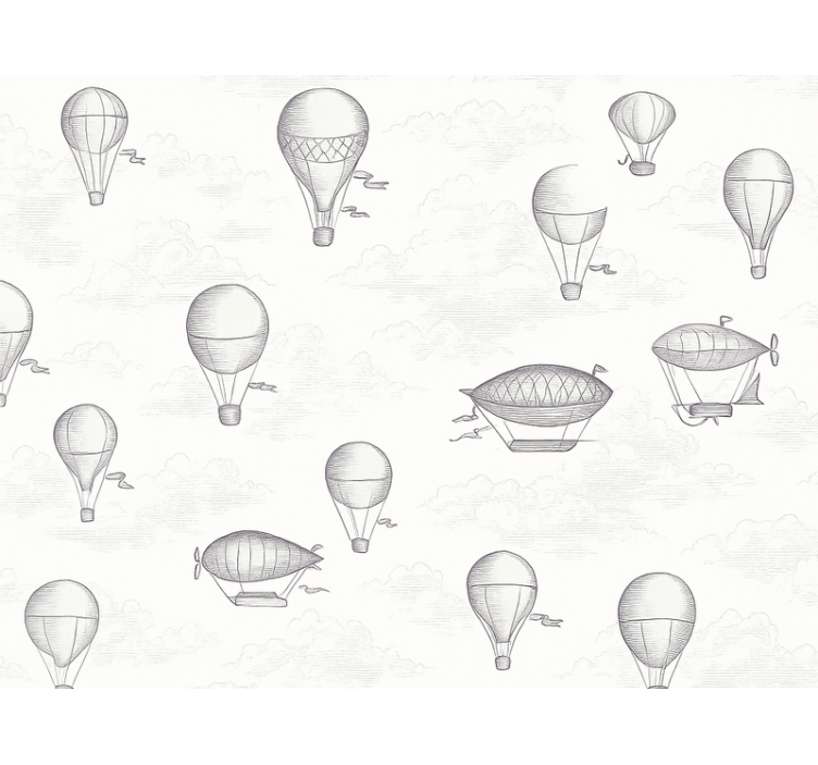 Rulou geam gri ceruri vintage și aeronave - TenStickers