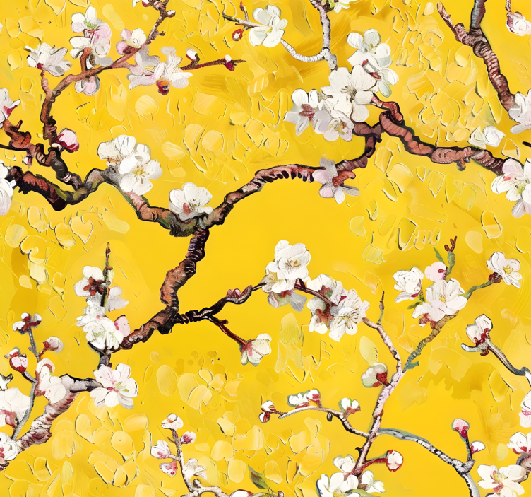 Rulou geam galben cu model floral de primăvară - TenStickers