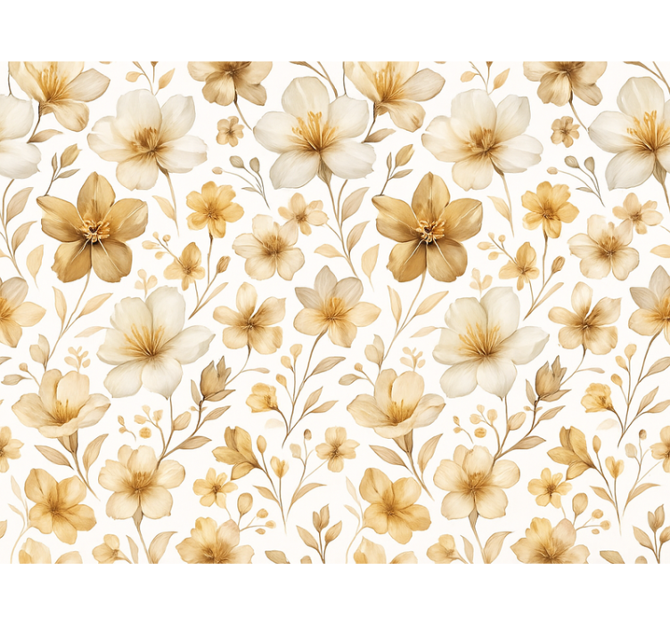 Rulou geam galben design floral realist - TenStickers
