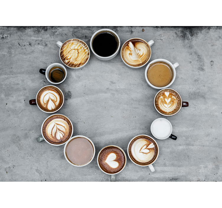 Rulou geam bucătărie cu cani de cafea diverse - TenStickers