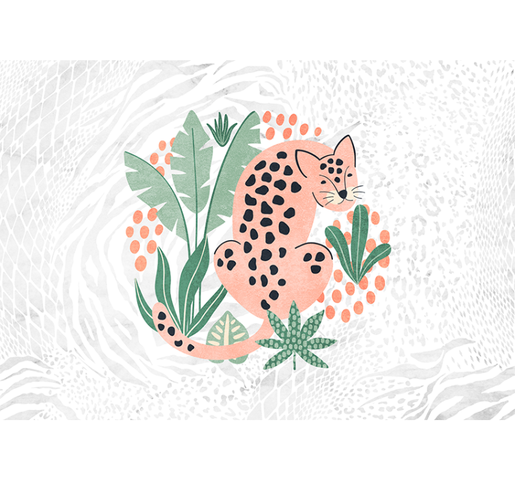 Rulou geam alb copaci tropicali cu tigri - TenStickers