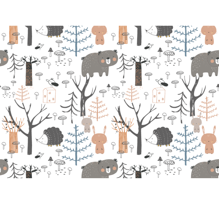 Rulou geam alb pădure scandinavă cu animale - TenStickers