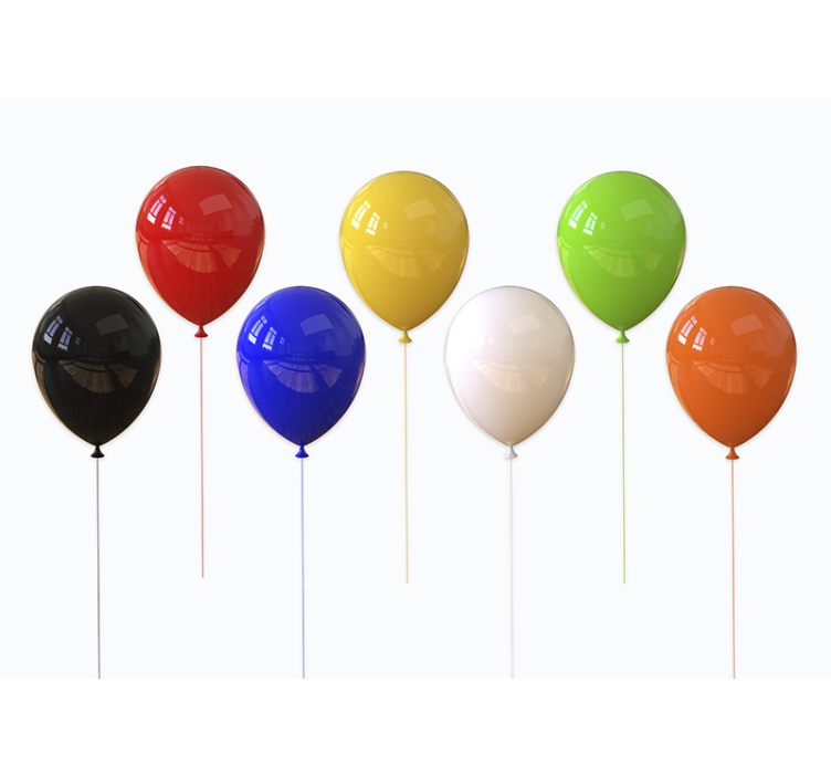Rulou geam alb cu balon colorat 3d realist - TenStickers