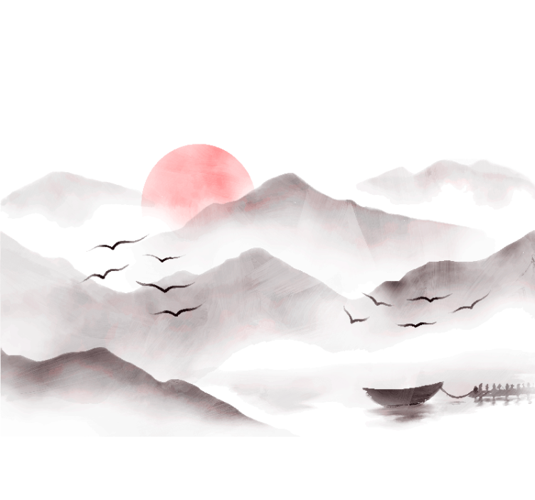 Rulou geam alb peisaje montane acquerelate - TenStickers