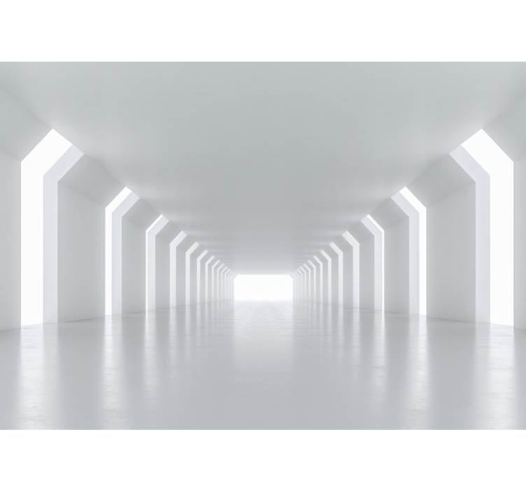 Rulou geam alb perspectiva coridorului futurist - TenStickers
