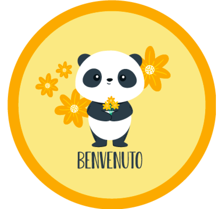Rulou geam galben panda bun venit în camera mea - TenStickers
