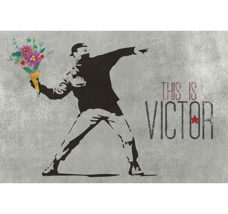 Rulou geam gri buchet de flori bansky personalizat - TenStickers