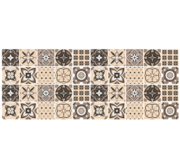 Rulou geam bej cu model geometric de plăci - TenStickers
